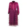 여자 재킷 여성 패션 데님 재킷 2022 가을 펑크 스타일 슬림 둥근 목 패치 워크 비드 레이스 중공 아웃 큰 크기