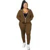 Duas peças roupas de outfit cair roupas suor sweatsuit zip top sweatpants de alta qualidade conjunto de tecido plus size s-3xl atacado dropshipping y0625