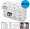 20PCS Transparent Storage Thickened Dustproof Organizer Box Stackable Combination Shoe Cabinet 210309