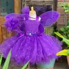 Mädchen Kleider Lavender Fairy Prinzessin Baby Mädchen Tutu Cosplay Kostüme Set für Kinder mit Flügel und Zauberstab Halloween Kleid