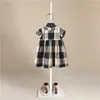 2-6Y Toddler Kids Baby Girl Summer Dress Plaid Manica corta in cotone Lino Party Abiti casual Abiti per bambini coreani Q0716