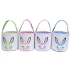 Easter Basket Rabbit Ears Tote Bag Festive Personalized Bunny Smile Face Bucket Bags Kids Gift Handbag Happy Festival Decoration