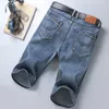 Summer Men's Slim Fit Short Jeans Fashion Cotton Stretch Vintage Denim s Grey Blue Pants Male Brand Clothes 210714