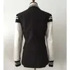 HIGH STREET Fashion Stylish Blazer Varsity Jacket Women's Leather Sleeve Patchwork Lion Buttons 210930