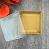 Big Kraft Cake Box Clear PVC Window Transparent Lid Guests Cookie Candy Cup Cake Boxes Wedding Gift Packaging Ideas 20x20x5cm Y0712