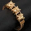 Link, Chain Gold Stainless Steel Men's Bracelet Punk Gothic Skull Wristband Magnetic Clasp Animal Head Homme Armband Male Jewelry Gift