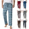 Pantalones de hombre algodón suave franela cuadros moda tendencia Casual pijama Yoga hogar