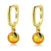 Hoop & Huggie Unusual Earrings 925 Sterling Silver Fruit Orange Zircon Drop Women Jewelry High Quality Ear Piercing Gold Plated Dangle