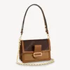 Dauphine Mini Bag 20cm 25cm Two Sizes Two-tone Paneled Metal Logo Small Size with Chain to Use as Handbag or on Shoulder