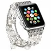 Pearl Watchband Inteligentne paski do Apple Watch Band Elastyczne Stretch Pasek Iwatch 7 6 5 4 3 2 1 Biżuteria Nadgarstek 38mm / 40mm / 42mm / 44mm Agat Stone Watchband Złącze