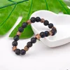 Pulseras de piedra de lava volcánica negra Natural para hombre