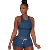 Vendita all'ingrosso da donna estate yoga abbigliamento abiti da due pezzi set da cuoio camicia pantaloni sportivi vestiti sportivi senza maniche sportswear klw0730