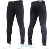 Casual penna byxor streetwear biker elastiska midja skinny jeans män sträcka rippade byxor hip hop denim manliga svarta byxor