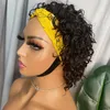 Toppkvalitet 8a 10a 12a Betyg 100% Rå Human Hair Deep Wave Headband Wig med Färgglada Headscarf Tillgänglig Fabrikspris på försäljning