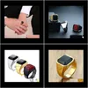 Band Mens Stainless Steel Rings For Men Black Agate Stone Ring Designer Jewelry Drop Delivery 2021 Xoogr