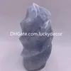 Natural Polished Flame Arts Madagascar Freeform Blue Celestite Rock Crystal Fossil Torch Chakra Collection Healing Reiki Semi Precious Gemstone Statue Home Decor