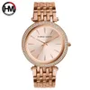Damskie zegarki Top Marka Luksusowy Rose Gold Diamond Business Fashion Quartz Wodoodporne zegarki Relogio Feminino 210616