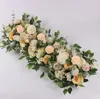 Kunstmatige bloem rij arrangement set goud blad bruiloft boog achtergrond decor hoek driehoek bloemen runner muur woondecoratie