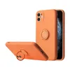 İPhone 13 için Sıvı Silikon Yumuşak Kauçuk İnce Telefon Kılıfları 13 12 Mini 11 Pro MAX XR XS X Ring Tutucu Kickstand Manyetik Araba Moun5761238