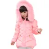 Flickor Coat Parka Solid Color Girl Coats Kids Fur Hoodies Barnens varma vinterkläder 6 8 10 12 14 210528