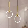 Nordic Art Creative Led Pendant Lamp Loft Dining Room Gold Loop Cafe Restaurant Decoratielamp Licht Tube 22W 32W