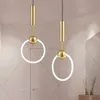 Nordic Art Creative LED Pendant Lamp Loft Dining Room Gold Loop Cafe Restaurant Decoration Lamp Light Tube 22W 32W