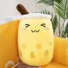 Cute Fruit Drink Plush Stuffed Soft Pink Strawberry Milk Tea Plush Boba Tea Cup Toy Bubble Tea Pillow Cushion Kids Gift 24cm OWF5678 2281 Y2