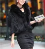 real genuine natural knitted mink fur shawl coat with fur collar women's fashion knit jacket cape 210910