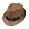 여성 파나마 밀 짚 모자 Fedora Stingy Brim 모자 유니섹스 8 색 여름 태양 해변 모자 린넨 재즈 모자 483 Y2