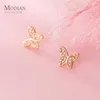 Блестящие Zircon Zircon Exquisite Halust Out Butterfly Подлинная 925 Стерлингового серебра Серебра Для Женщин Изящные Ювелирные Изделия Brincos 210707