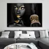 African Woman Oil Painting Black Women Canvas Poster Prints Wall Art Pictures Scandinavian Modern Paintings for Living Room Wall