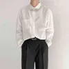 2021 Mode Satijn Sexy Heren Overhemden Topkwaliteit Lange Mouwen Effen Kleur Koreaanse Zakelijke Losse Zwart Formele Shirts voor Men Office G0105