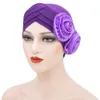 Mode Flower Turban Hat Kvinnor Muslim Hijabs Indien Cap Under Scarf Bone Bonnet panna Kor Kvinnor Hårtillbehör