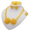 Orecchini Collana Africana Set di gioielli color oro 24k per le donne Dubai Regali di nozze da sposa Girocollo Bracciale Anello Set di gioielli211F