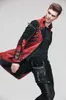악마 패션 steampunk 고딕 검은 붉은 가을 겨울 코트 겉옷 펑크 가짜 가죽 남자의 군사 유니폼 긴 재킷 211011
