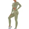 Women's Two Piece Pants Seamless Women Set Long Sleeve Top Belly Control High Waist Sport Leggings Gym Clothes Girls Tracksuit Sport Suit Sportwear