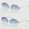 2021 mode métal diamant coupe lentilles luxe designer lunettes de soleil protection 18K or lunettes de soleil pour hommes et femmes