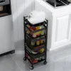 Crochets Rails cuisine étagère à légumes multi-étages carré rotatif panier stockage de fruits articles ménagers