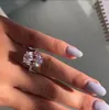 Anelli da donna Taglio ovale con diamante CZ Anelli di fidanzamento Moda Zircone cubico Anello da dito con amore Bijoux da sposa Anello con fascia nuziale Regalo gioielli