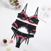 Elace Lace Underwear Mulheres Patchwork Lingerie Sexy 3 Parte Set Underwire Erótico Lingerie Push Up Sutiã e Panty Set Mulheres Sets X0526