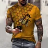 Erkek Moda T Gömlek Arılar Desenli Klasik Nefes Tees Hiphop Streetwear Erkekler T-shirt Toptan Tops