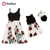 Arrival Summer Valentine's Day Series Rose Print Tank Dresses for Mommy and Me 210528