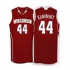 Anpassad retro Frank Kaminsky #44 Wisconsin Badgers Basketball Jersey sydd vit röd storlek S-4XL Alla namn och nummer toppkvalitetströjor