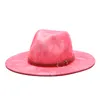 Breite Krempe Hüte 2022 Fedoras für Frauen Männer Caps Tie Dye Winter Hut Panama Mann Fascinator Mehrfarbig Weiß Filz Delm22