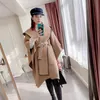 lana CBrand Cappotti firmati Giacca da donna Autunno Lungo stampato Materiale di lana Mantello con cappuccio Cappotto Avvolgente alla moda Bicolore Taglie forti