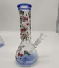 20cm 8 polegada de cachimbo de água prémio azul e fundo tema de anime preto crânio kitty tubulação de água bong bong de vidro com 14mm downstem e tigela 2 em 1 pronto para uso