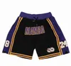 Man Just Breathable Sports Don Shorts Basketball Pants Retro Training Short with Zipper Pockets Sewn All-Star Golden State LA Chicago Boston Toronto Orlando Miami