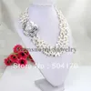3 strängar charmiga keshi vit reborn smycken party pearl halsband FP026
