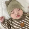 Inverno meninos recém-nascidos meninas roupas mais veludo quente bodysuit algodão manga longa macacão bonito urso imprimir roupa de bebê 210309