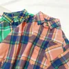Spring fashion boys plaid long sleeve shirts kids cotton 2 colors casual Tops clothes 210713